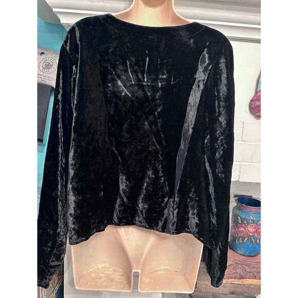 VINTAGE BLACK VELVET CP SHADES TOP BLOUSE L - Picture 2 of 5
